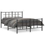 vidaXL Cadre de lit métal avec tête de lit/pied de lit noir 135x190 cm