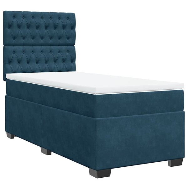 vidaXL Sommier à lattes de lit avec matelas bleu 90x190 cm velours