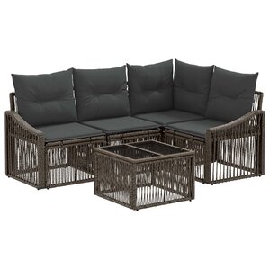 vidaXL Ensemble de canapé de jardin 5 Pièces Gris polyrotin