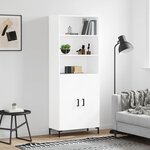 vidaXL Buffet haut Blanc 69 5x34x180 cm Bois d'ingénierie