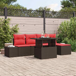 vidaXL Ensemble de canapé de jardin 6 Pièces Marron et rouge polyrotin