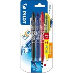 PILOT - Frixion Ball Clicker Moyen - Encre noire / bleue / rouge - x3 + 1  BONUS PACK Frixion Light Jaune
