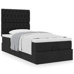 vidaXL Cadre de lit ottoman avec matelas noir 80x200 cm tissu