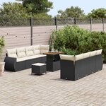 vidaXL Ensemble de canapé de jardin avec coussin 11 Pièces Noir polyrotin