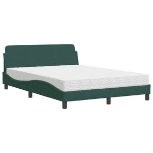 vidaXL Lit avec matelas vert foncé 140x200 cm velours