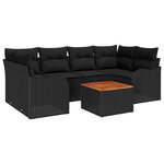 vidaXL Ensemble de canapé de jardin 7 Pièces Noir Poly rotin