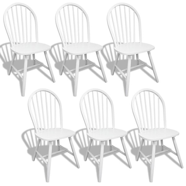 vidaXL Chaises à manger lot de 6 blanc bois d'hévéa solide