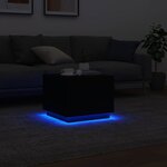 vidaXL Table basse avec lumières LED noir 50x50x40 cm