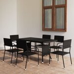 vidaXL Ensemble à manger de jardin 7 Pièces Résine tressée Noir