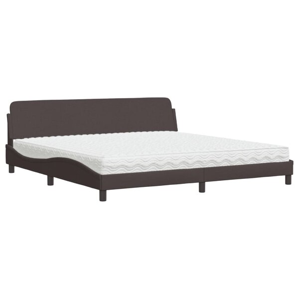 vidaXL Lit avec matelas marron foncé 200x200 cm tissu