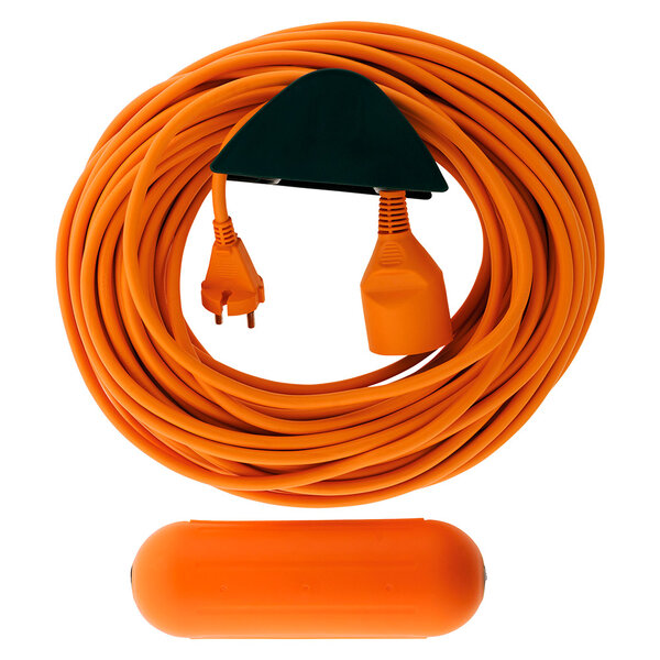 Prolongateur Jardin 2x 1 5mm² Orange 25m + 1 boitier étanche Orange + support mural - Zenitech