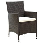 vidaXL Chaises de jardin avec coussins lot de 4 Résine tressée Marron