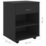 vidaXL Armoire à roulettes Noir 46x36x59 cm Bois d'ingénierie