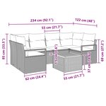 vidaXL Ensemble de canapé de jardin avec coussin 7 Pièces Noir Poly rotin