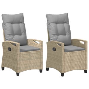 vidaXL Chaise de jardin 2 pc Beige et Gris clair Acier et Polyester