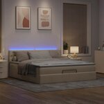 vidaXL Lit ottoman avec matelas et LED crème 180x200cm tissu