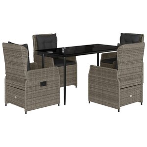 vidaXL Ensemble à manger de jardin 5 Pièces coussins gris résine tressée