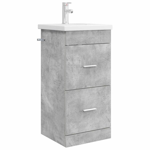 vidaXL Meuble de salle de bain avec évier Gris béton 42 x 40 x 84 5 cm