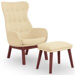 vidaXL Chaise de relaxation avec repose-pied Crème Tissu
