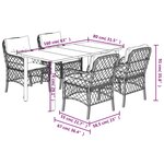 vidaXL Ensemble à manger de jardin 5 Pièces et coussins marron poly rotin