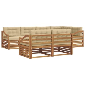 vidaXL Ensemble de canapés d'extérieur 7 Pièces Naturel et Beige