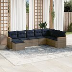 vidaXL Salon de jardin 8 Pièces avec coussins gris résine tressée