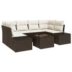 vidaXL Ensemble de canapé de jardin 7 Pièces Marron Poly rotin