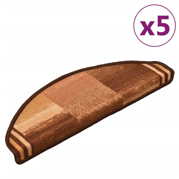 vidaXL Tapis d'escalier autoadhésifs 5 Pièces 65x21x4 cm Marron