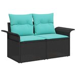 vidaXL Ensemble de canapé de jardin 8 Pièces Noir et turquoise