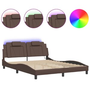 vidaXL Cadre de lit Viana avec LED sans matelas marron 160x200 cm