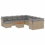 vidaXL Salon de jardin avec coussins 12 Pièces beige résine tressée