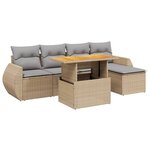vidaXL Salon de jardin avec coussins 6 Pièces beige résine tressée