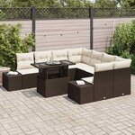 vidaXL Ensemble de canapé de jardin avec coussin 9 Pièces Marron et Crème
