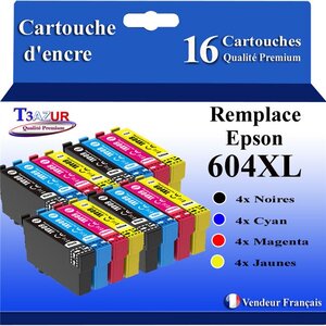 16x Cartouches compatibles avec  Epson 604 XL pour Epson Expression Home XP-2200 XP-2205 XP-3200 XP-3205 XP-4200 XP-4205 Workforce WF-2910 WF-2930 WF-2935 WF-2950DWF