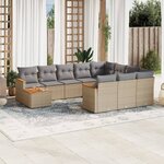 vidaXL Salon de jardin 11 Pièces avec coussins beige résine tressée