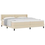 vidaXL Lit à ressorts avec tête de lit Crème 200 x 200 cm tissu
