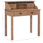 vidaXL Bureau 90x50x100 cm bois de teck solide