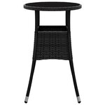 vidaXL Table de jardin Ø60x75 cm Verre trempé/résine tressée Noir