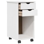 vidaXL Cabinet roulant 34 x 39 x 65 5 cm Pin massif Blanc