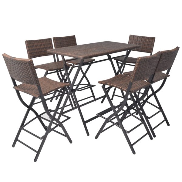 vidaXL Ensemble à manger d'extérieur pliable 7Pièces Acier Résine tressée