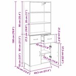 vidaXL Haut Armoire Bois Ancien 69 5 x 34 x 180 cm Bois d'ingénierie