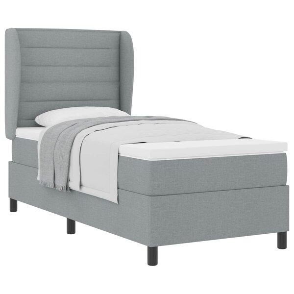 vidaXL Lit à ressorts avec matelas Gris clair 90 x 200 cm tissu