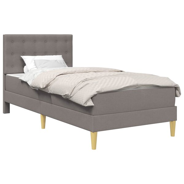 vidaXL Cadre de lit avec matelas Taupe 90 x 190 cm Tissu