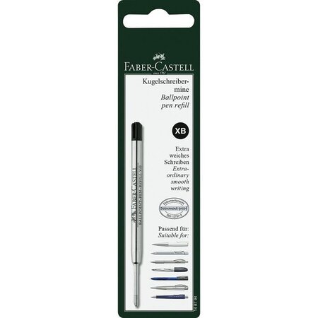 Blister recharge stylo bille pointe extra large xb noir x 5 faber-castell