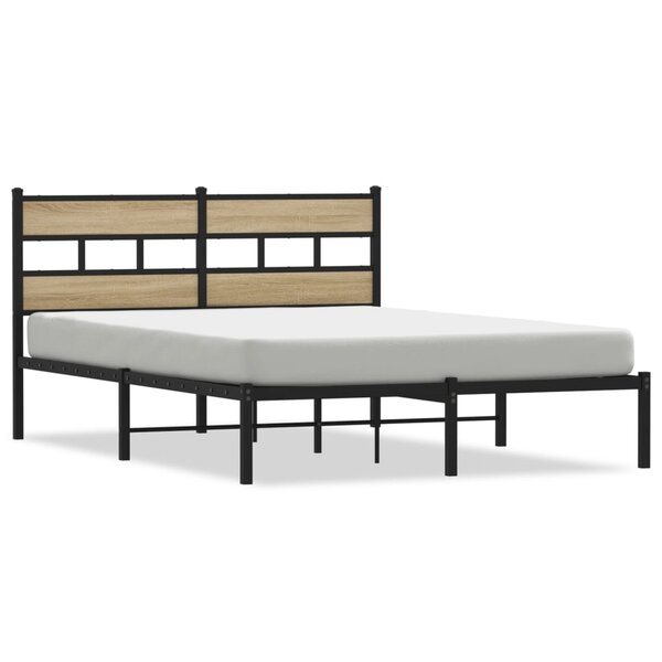 vidaXL Cadre de lit en métal sans matelas chêne sonoma 160x200 cm