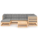 vidaXL Salon de jardin 7 Pièces avec coussins Bois de pin massif