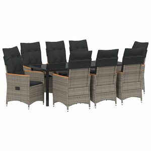 vidaXL Ensemble de salle à manger pour jardin 9 Pièces Gris polyrotin