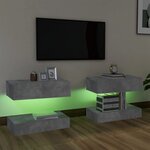 Vidaxl meubles tv avec lumières led 2 pièces gris béton 60x35 cm