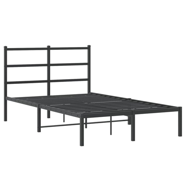 vidaXL Cadre de lit métal avec tête de lit noir 120x200 cm