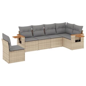 vidaXL Salon de jardin avec coussins 6 Pièces beige résine tressée